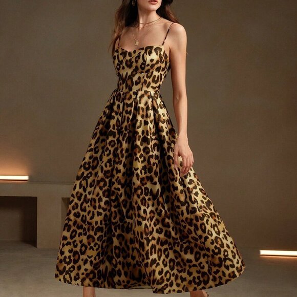 Multicolor Elegant Women's Leopard Print Dress - Picture 6 of 7